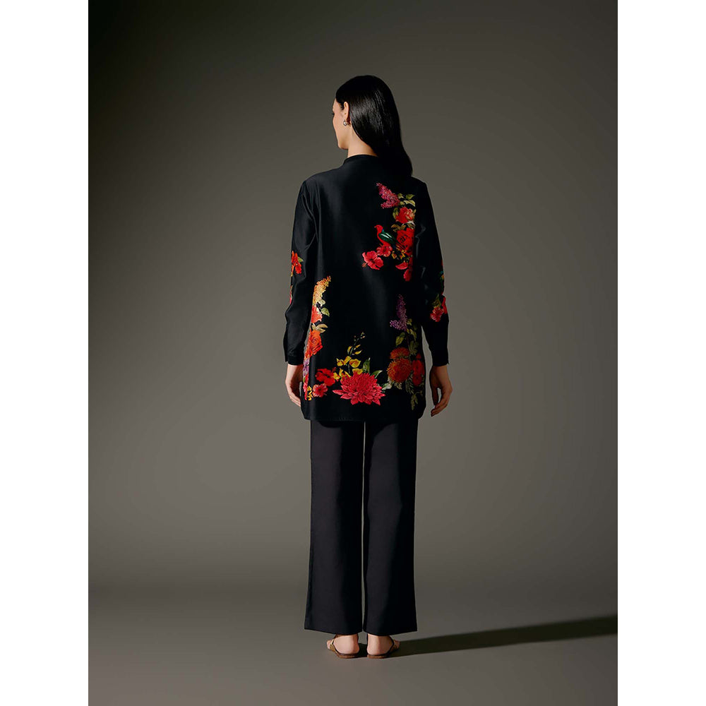 Rohit Bal Black Printed Chanderi Silk Co-Ord (Set of 2)