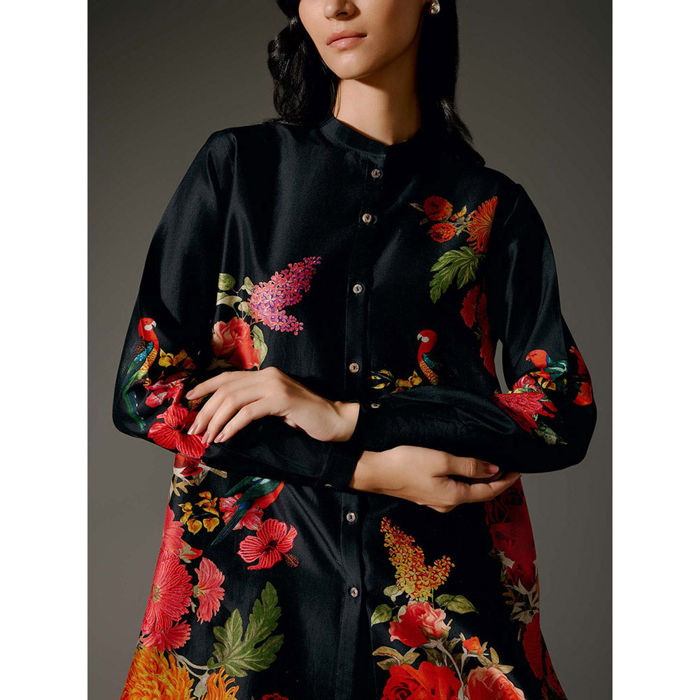 Rohit Bal Black Printed Chanderi Silk Co-Ord (Set of 2)