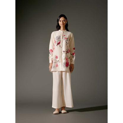 Rohit Bal Ivory Printed Chanderi Silk Co-Ord (Set of 2)