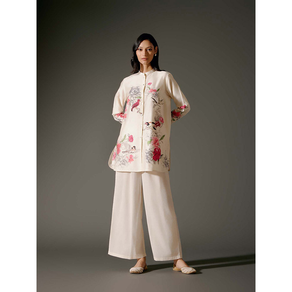 Rohit Bal Ivory Printed Chanderi Silk Co-Ord (Set of 2)