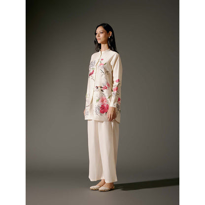 Rohit Bal Ivory Printed Chanderi Silk Co-Ord (Set of 2)