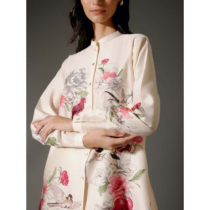 Rohit Bal Ivory Printed Chanderi Silk Co-Ord (Set of 2)