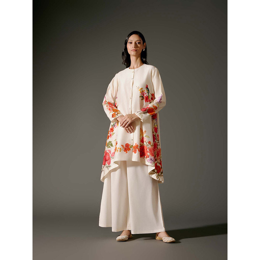 Rohit Bal Ivory Flared A-Line Kurta with Palazzo (Set of 2)