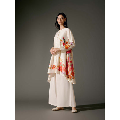 Rohit Bal Ivory Flared A-Line Kurta with Palazzo (Set of 2)