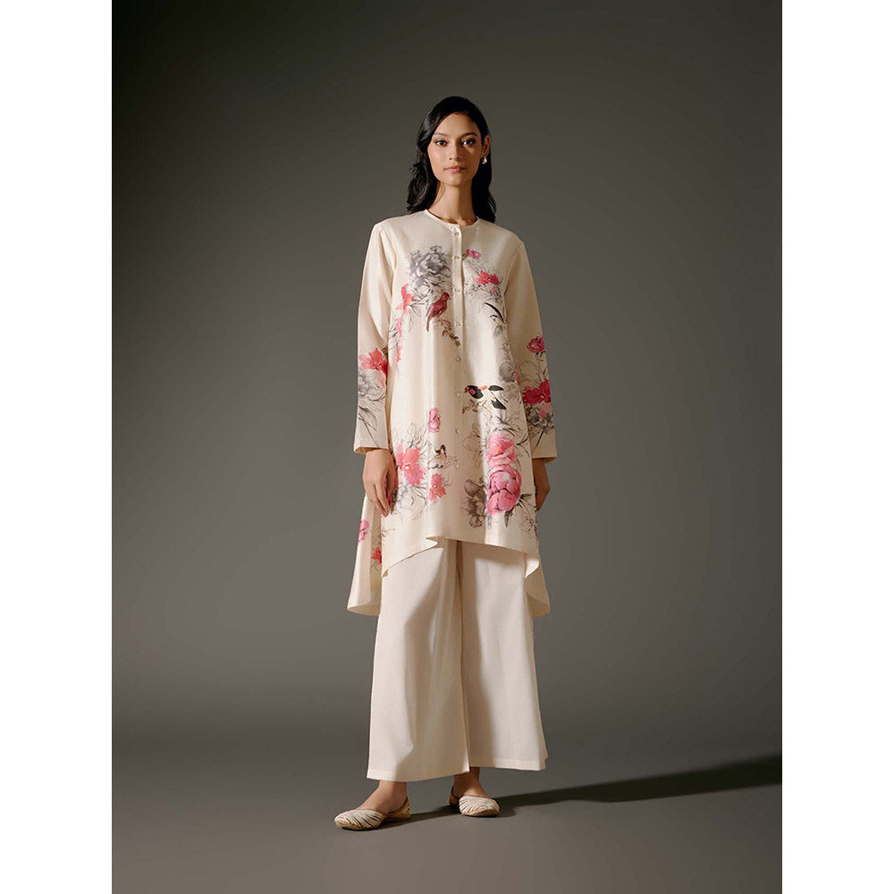Rohit Bal Ivory Flared A-Line Kurta with Palazzo (Set of 2)