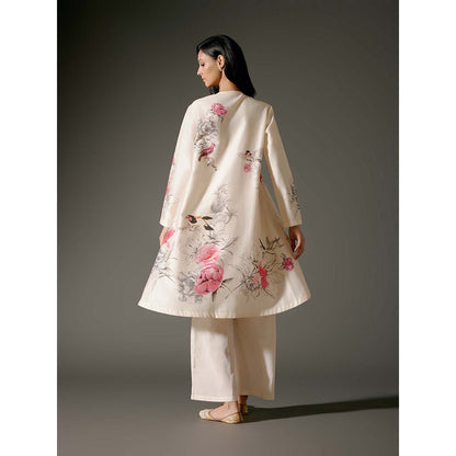 Rohit Bal Ivory Flared A-Line Kurta with Palazzo (Set of 2)