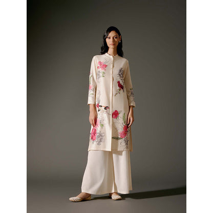 Rohit Bal Ivory Chanderi Print Kurta with Palazzo (Set of 2)