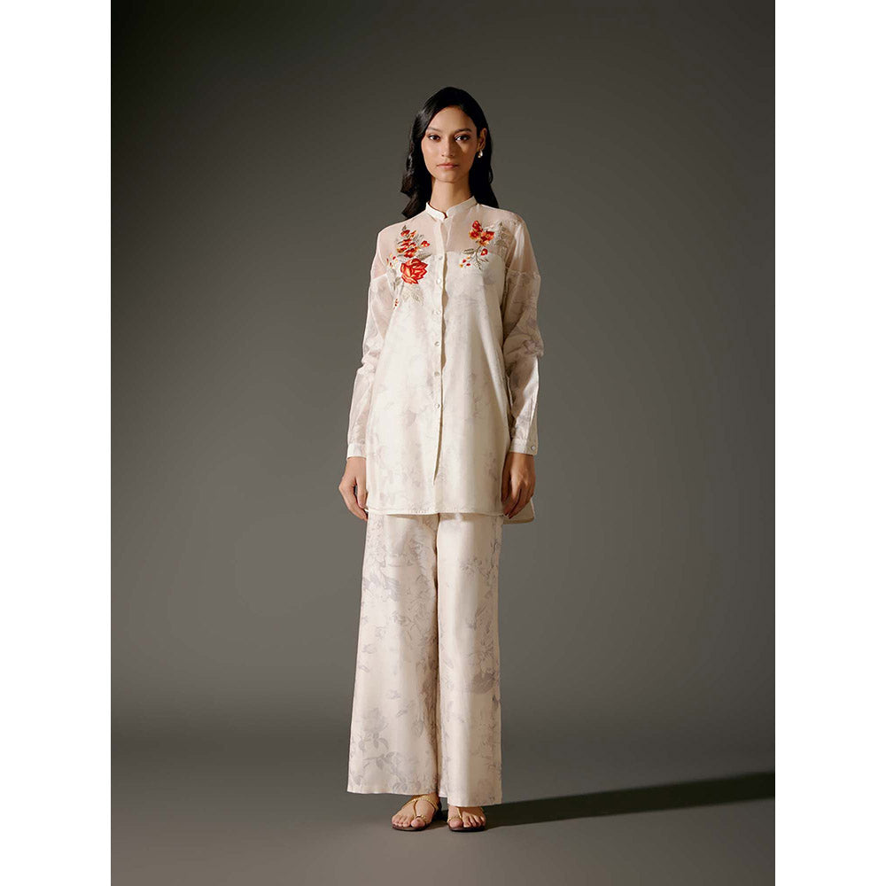 Rohit Bal Ivory Printed Chanderi Silk Co-Ord (Set of 2)