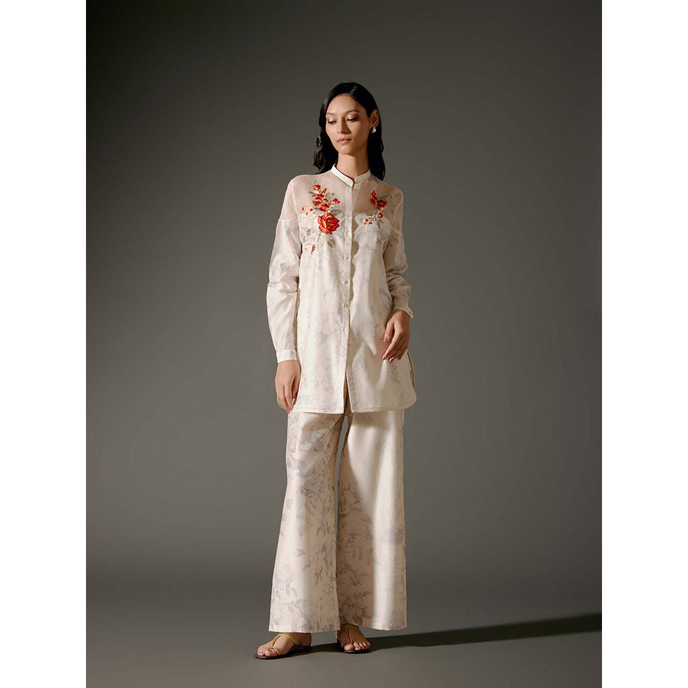 Rohit Bal Ivory Printed Chanderi Silk Co-Ord (Set of 2)