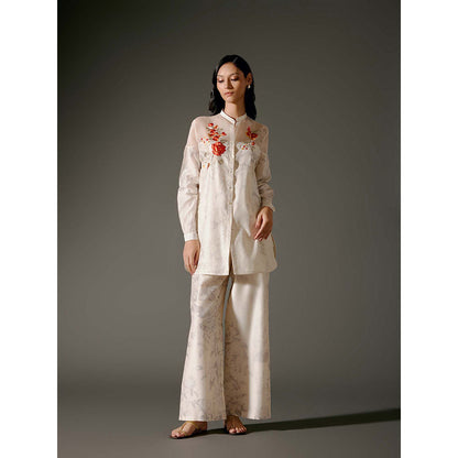 Rohit Bal Ivory Printed Chanderi Silk Co-Ord (Set of 2)