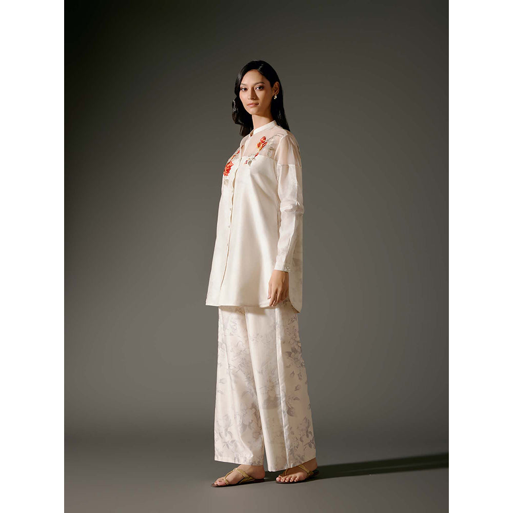 Rohit Bal Ivory Printed Chanderi Silk Co-Ord (Set of 2)