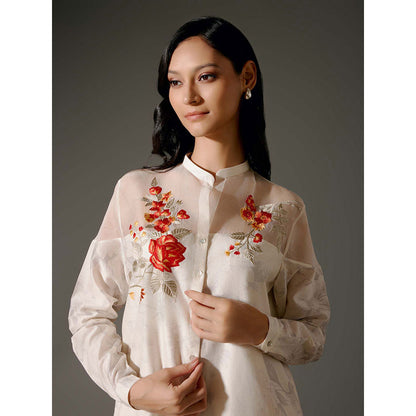 Rohit Bal Ivory Printed Chanderi Silk Co-Ord (Set of 2)