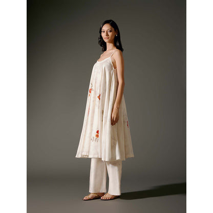 Rohit Bal Ivory Flared A-Line Kurta with Pant (Set of 2)
