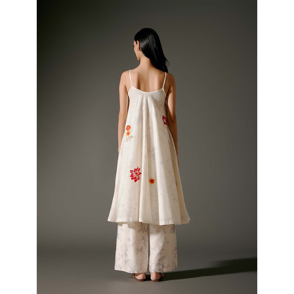 Rohit Bal Ivory Flared A-Line Kurta with Pant (Set of 2)