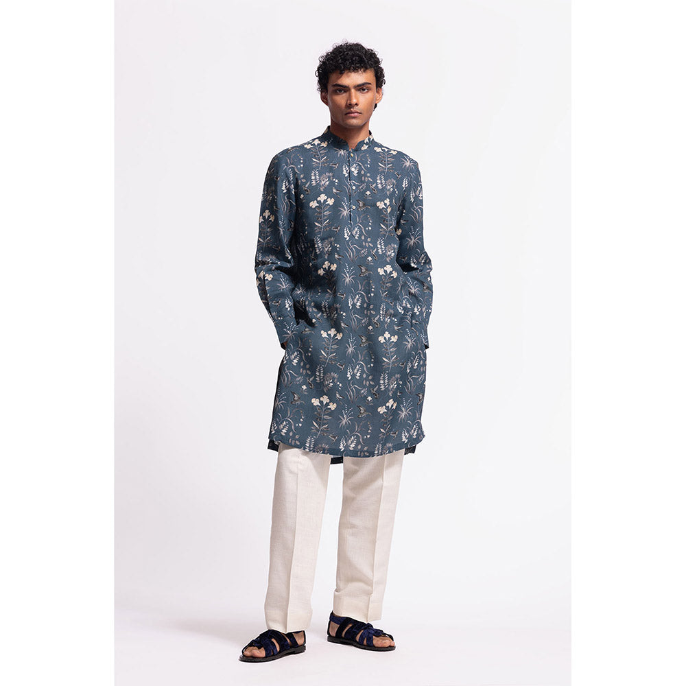 Rohit Bal Floral Blue Kurta