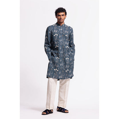 Rohit Bal Floral Blue Kurta