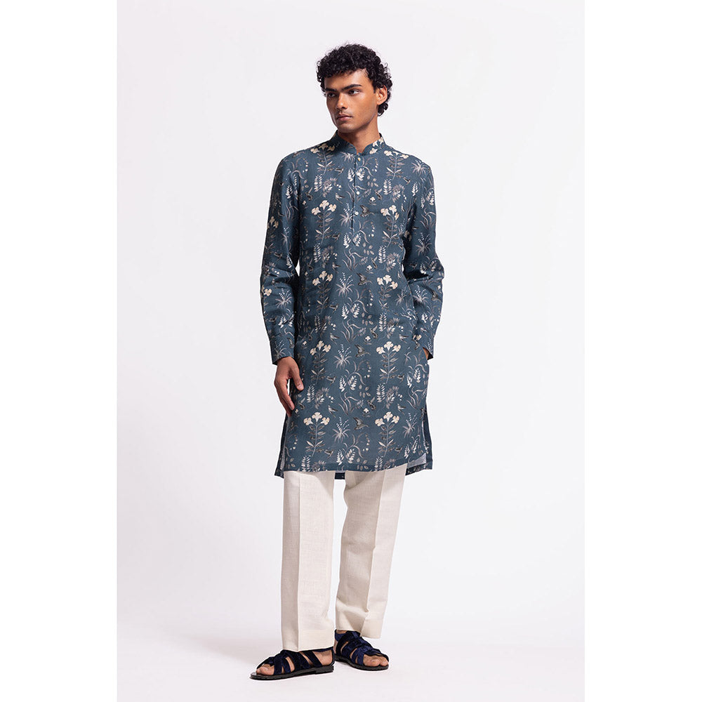 Rohit Bal Floral Blue Kurta