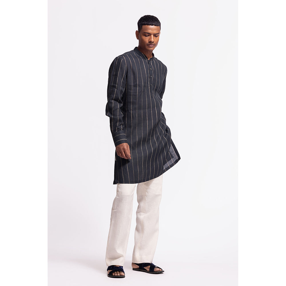 Rohit Bal Stripes Black Kurta