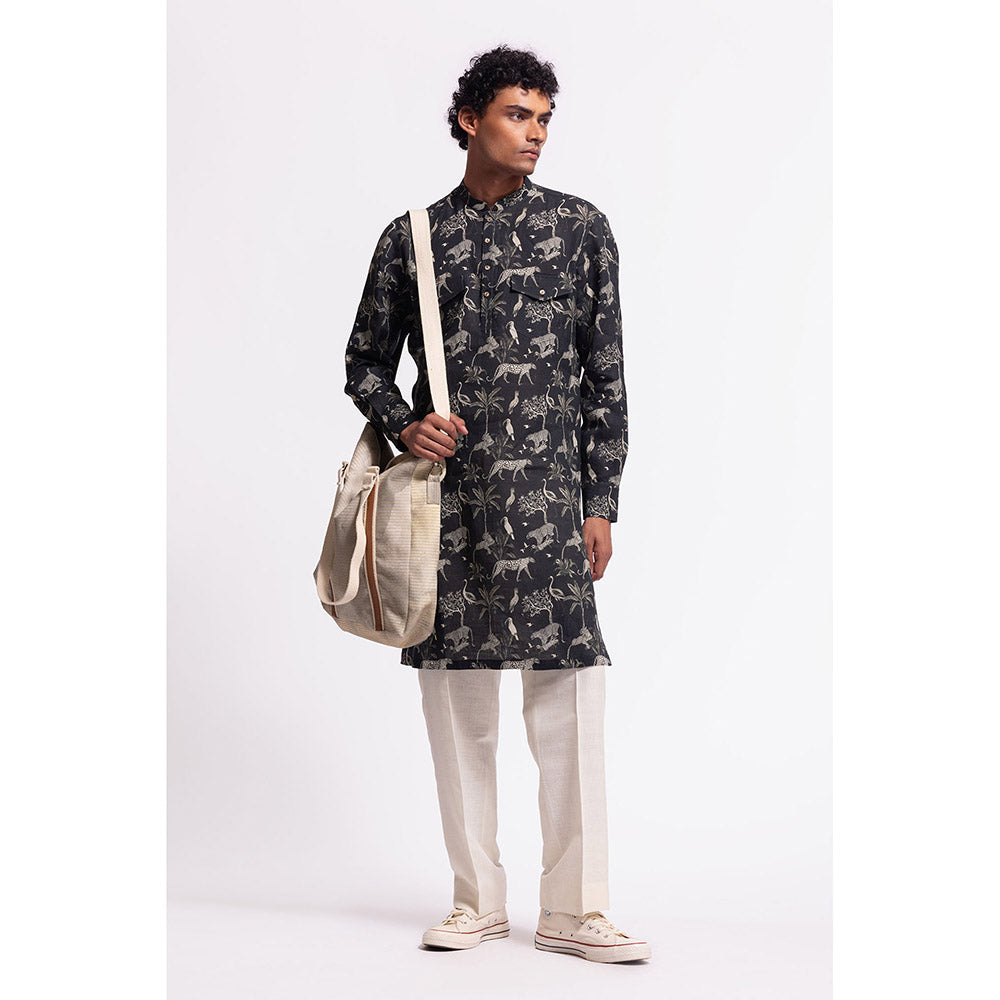 Rohit Bal Printed Black Kurta