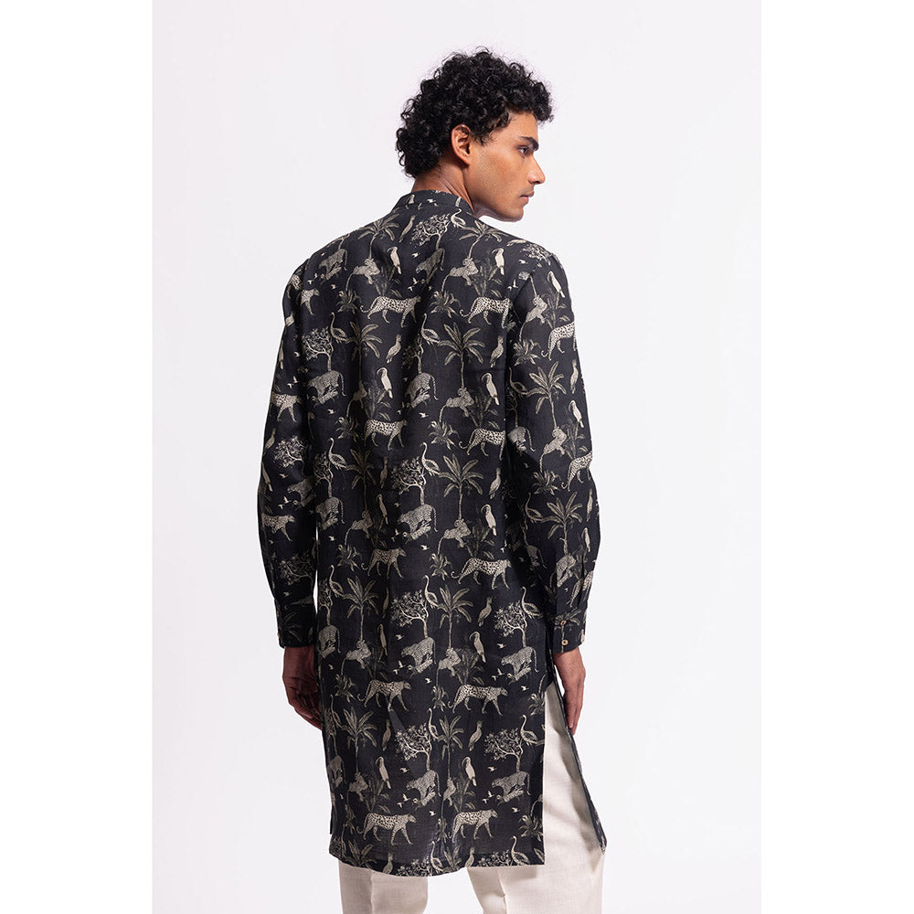 Rohit Bal Printed Black Kurta