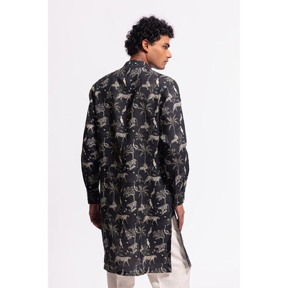 Rohit Bal Printed Black Kurta