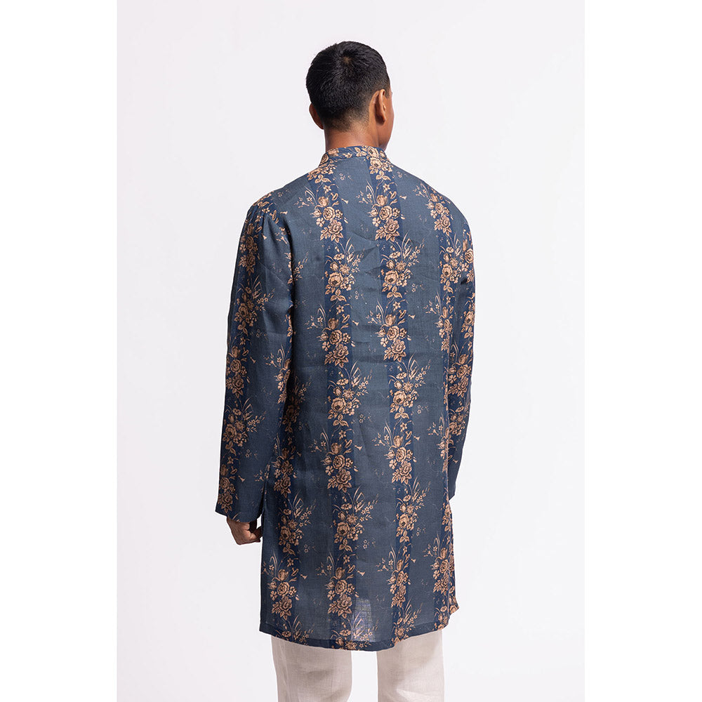 Rohit Bal Floral Blue Kurta