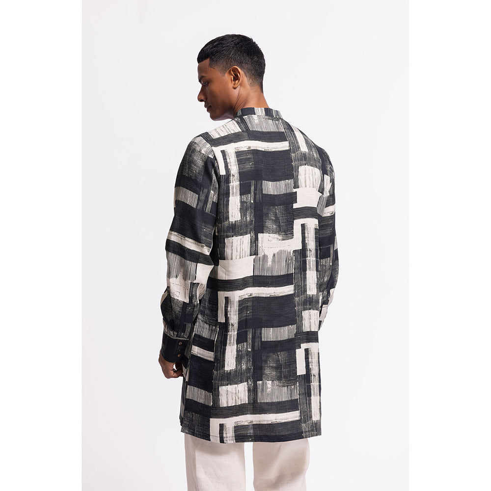 Rohit Bal Abstract Black Kurta