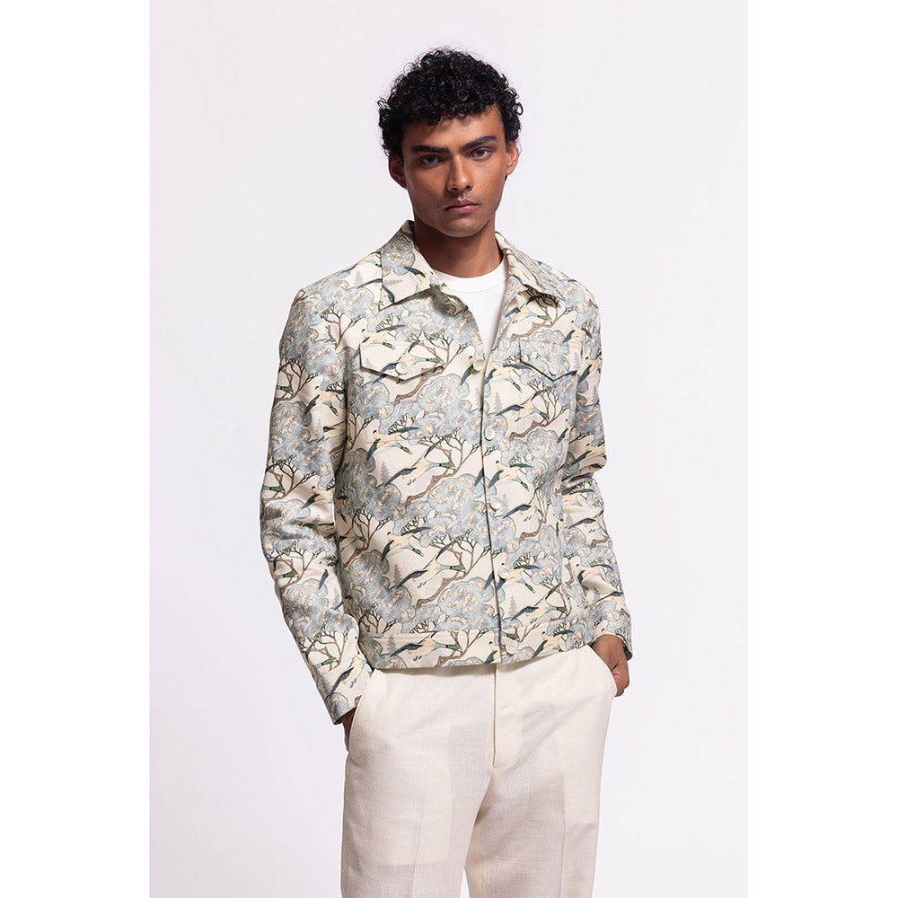 Rohit Bal Printed Ivory Crop Jacket