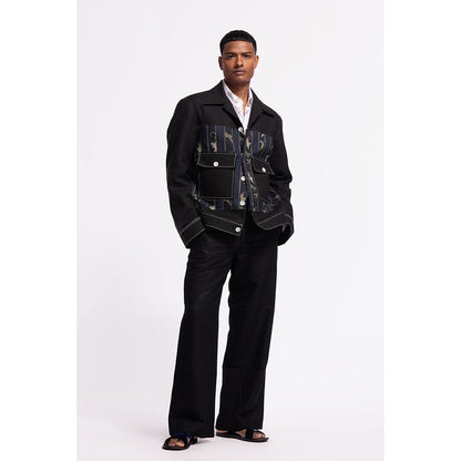 Rohit Bal Printed Black Crop Jacket