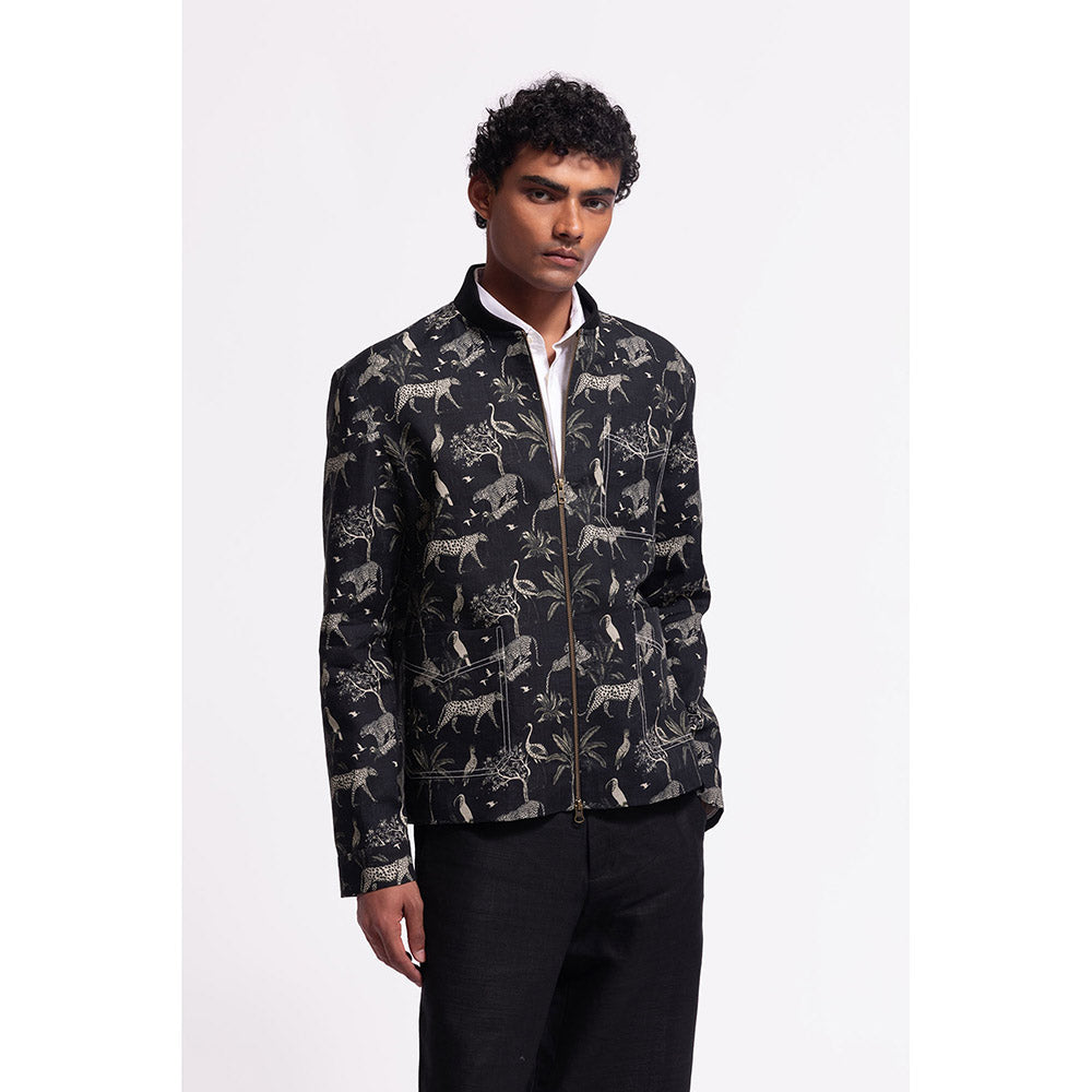 Rohit Bal Printed Black Crop Jacket