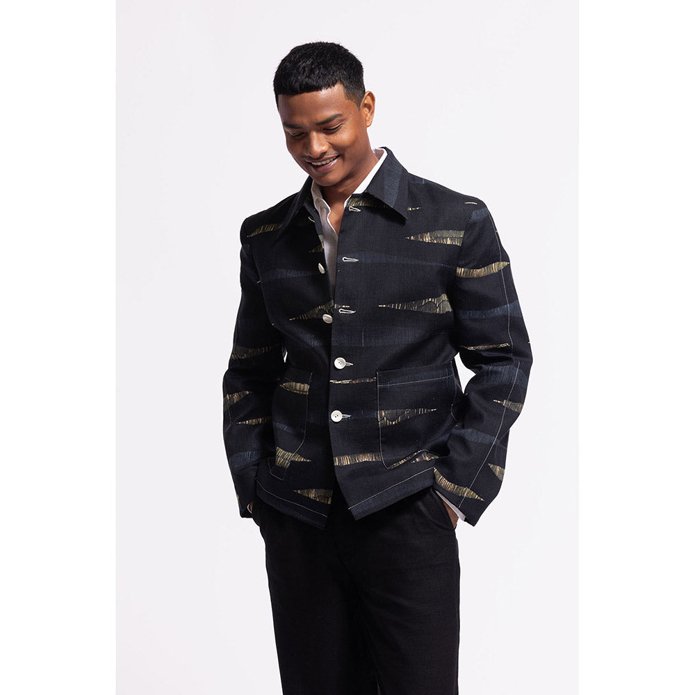 Rohit Bal Printed Black Crop Jacket