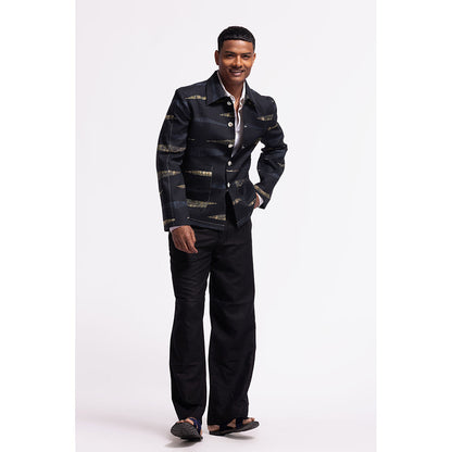 Rohit Bal Printed Black Crop Jacket