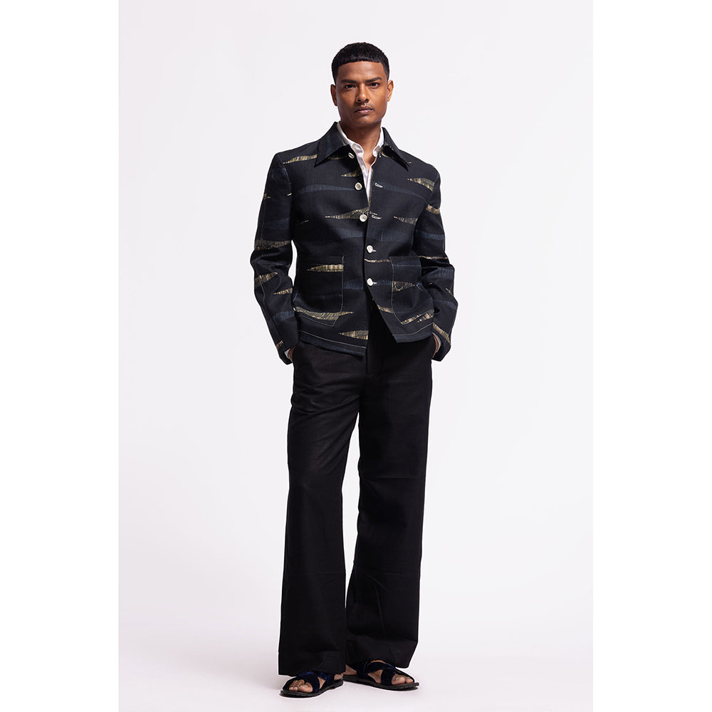 Rohit Bal Printed Black Crop Jacket