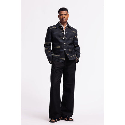 Rohit Bal Printed Black Crop Jacket