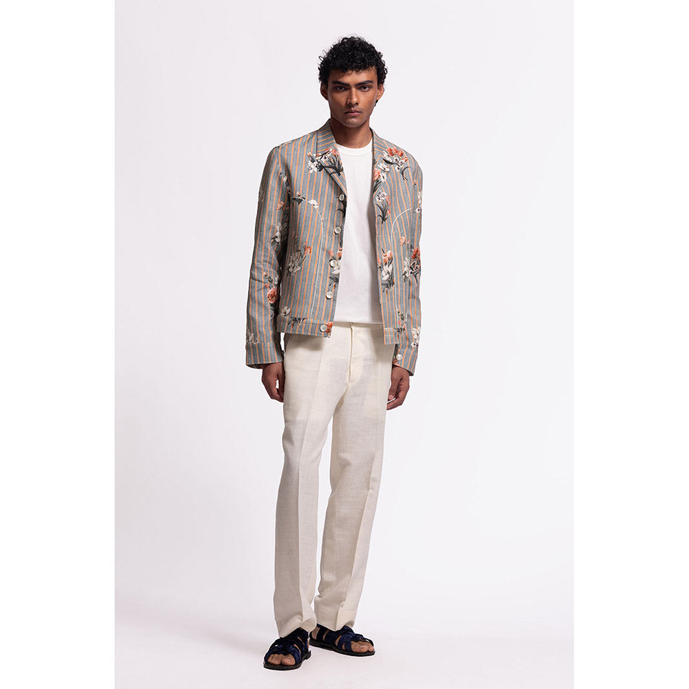 Rohit Bal Stripes Grey Crop Jacket