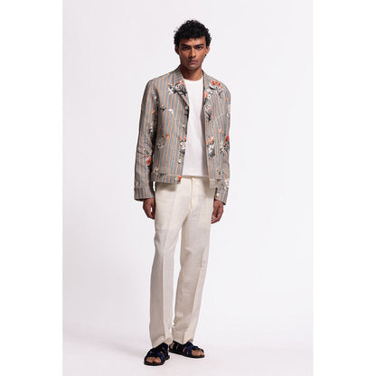 Rohit Bal Stripes Grey Crop Jacket