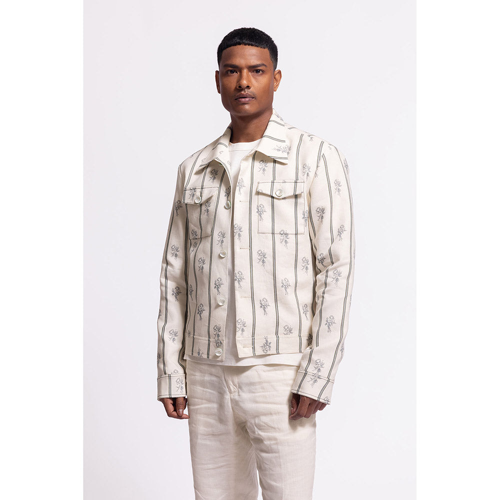 Rohit Bal Stripes Ivory Crop Jacket