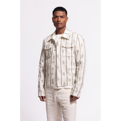 Rohit Bal Stripes Ivory Crop Jacket