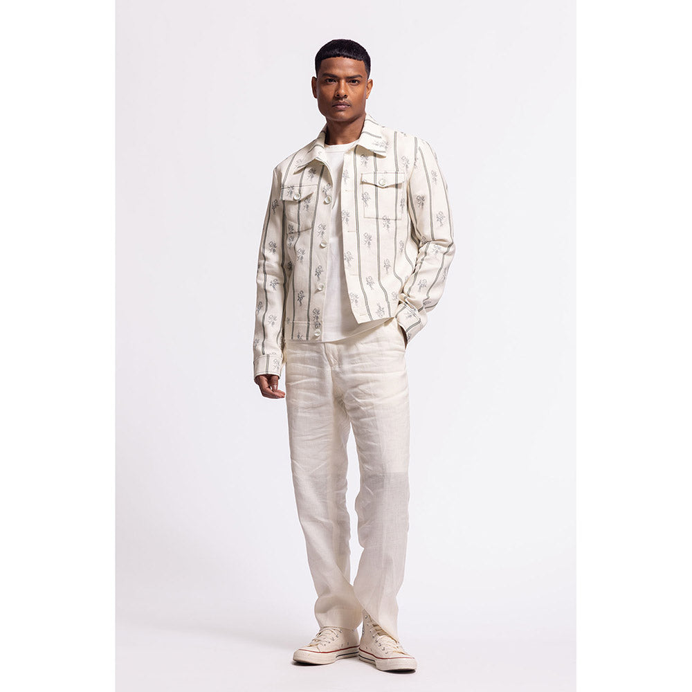 Rohit Bal Stripes Ivory Crop Jacket