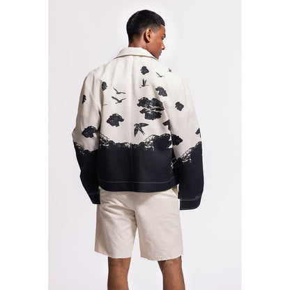 Rohit Bal Printed Ivory Crop Jacket