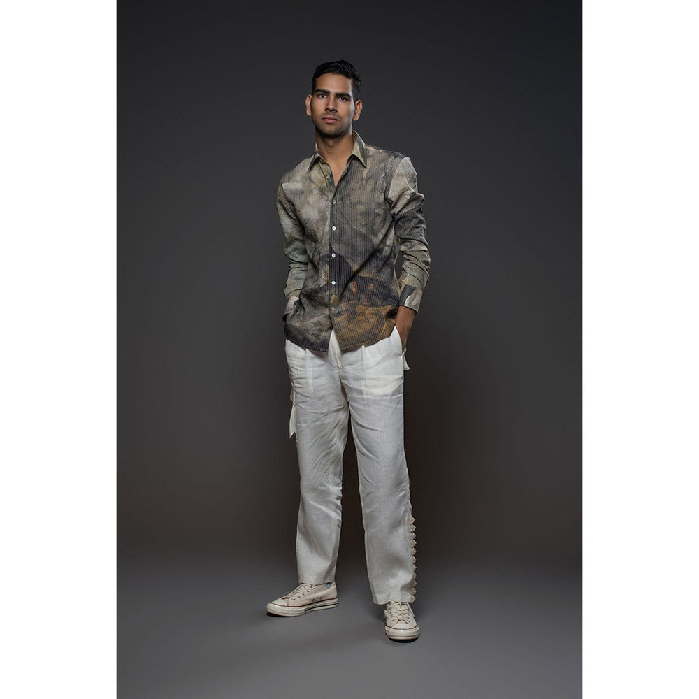 Rohit Bal Men Brown Heavy Voile Printed Shirt