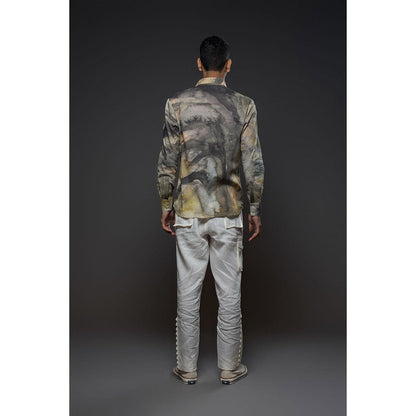 Rohit Bal Men Brown Heavy Voile Printed Shirt