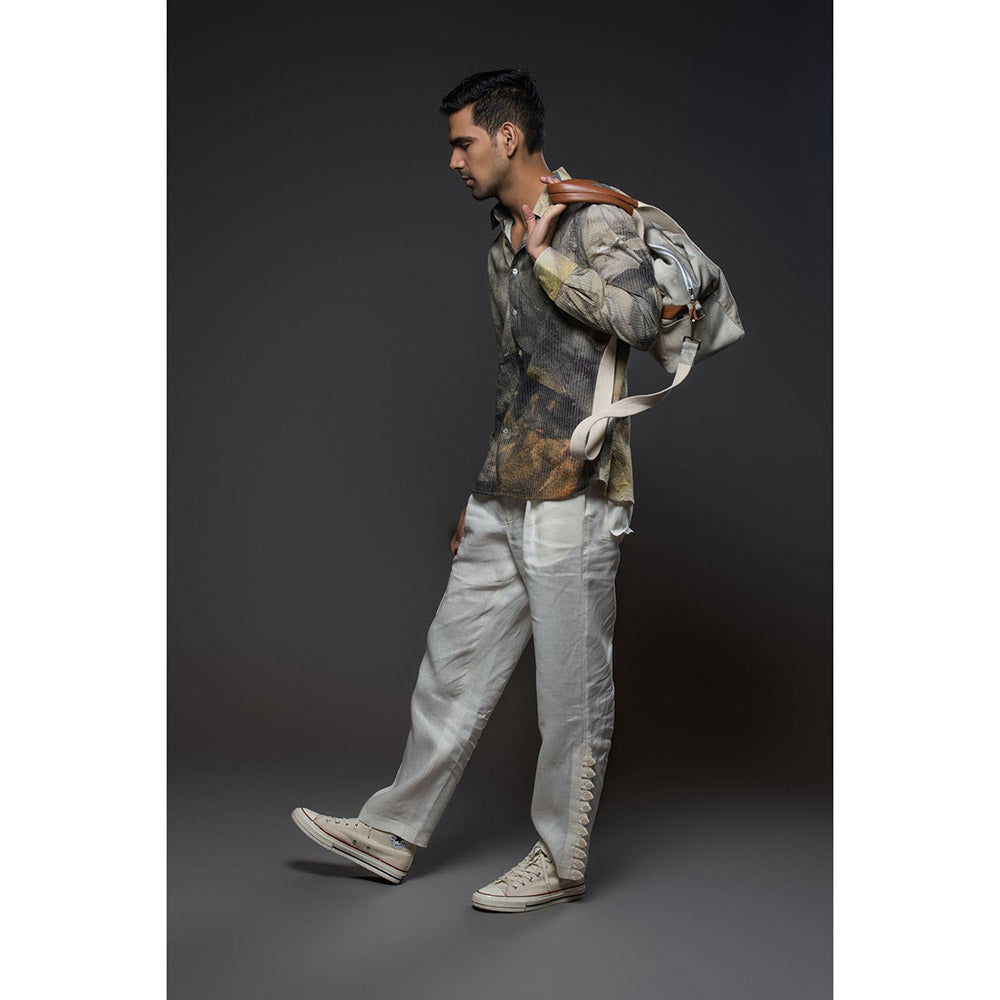 Rohit Bal Men Brown Heavy Voile Printed Shirt