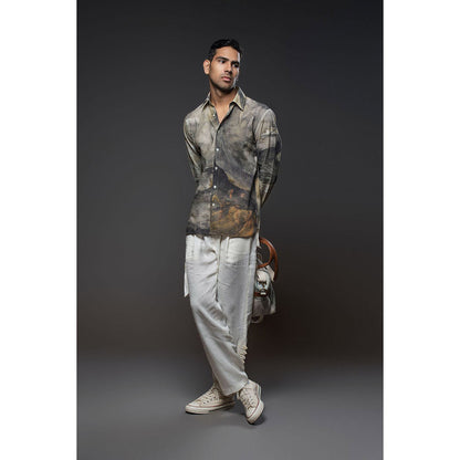 Rohit Bal Men Brown Heavy Voile Printed Shirt