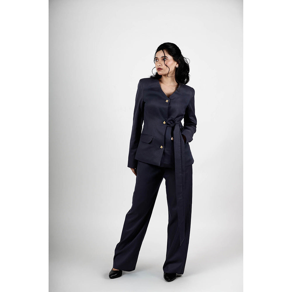 ROSA DAME Xelina Jet Blue Tailored Blazer Style Top