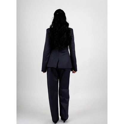 ROSA DAME Xelina Jet Blue Tailored Blazer Style Top