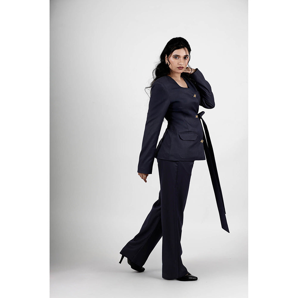 ROSA DAME Xelina Jet Blue Tailored Blazer Style Top
