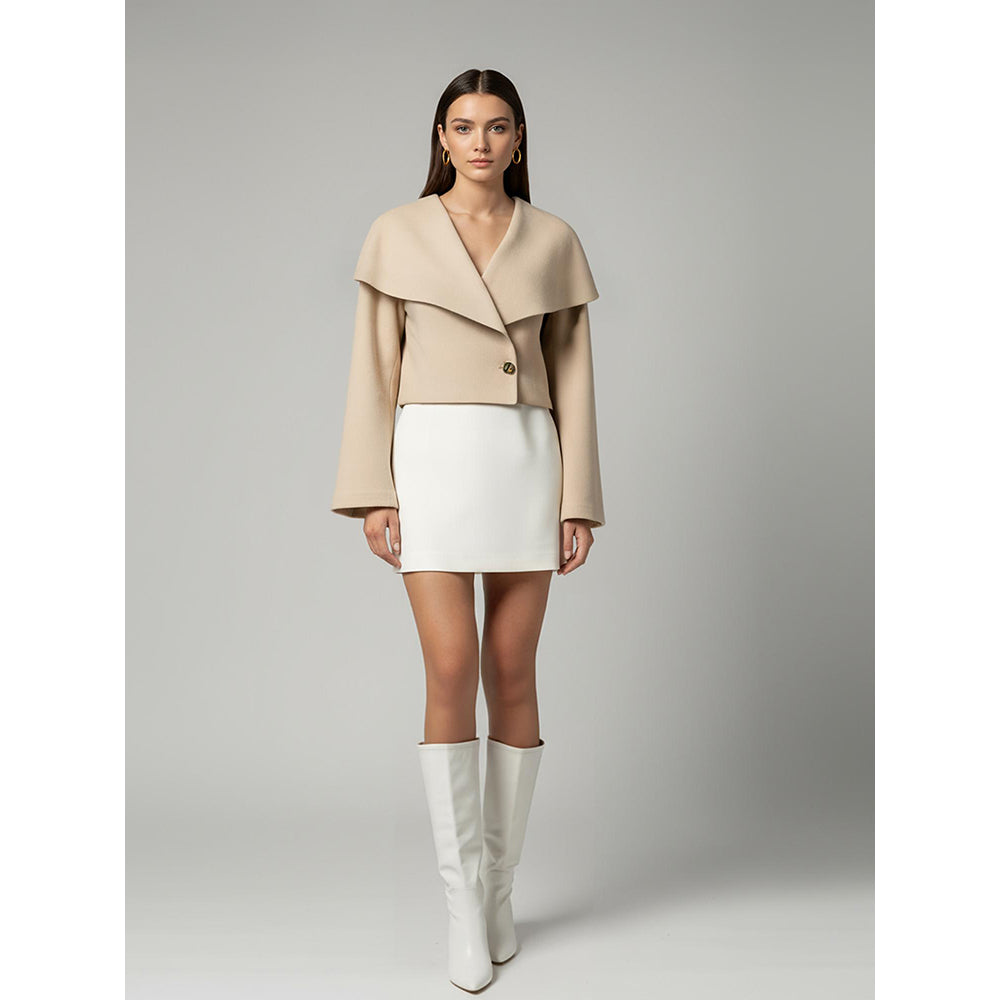 ROSA DAME Beige Wool-Blend with Oversized Top