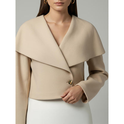ROSA DAME Beige Wool-Blend with Oversized Top