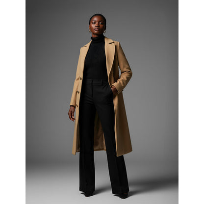 ROSA DAME Camel Wool Power Silhouette Longline Coat